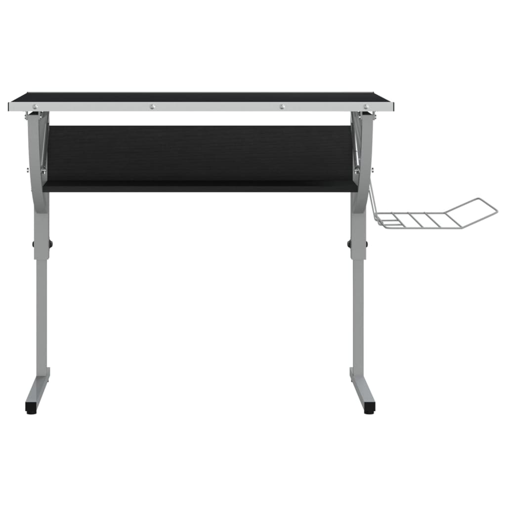 Craft Desk Black and Grey 110x53x(58-87) cm Engineered Wood and Steel - Newstart Furniture