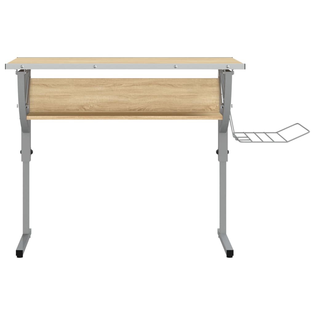 Craft Desk Sonoma Oak and Grey 110x53x(58-87)cm Engineered Wood and Steel - Newstart Furniture