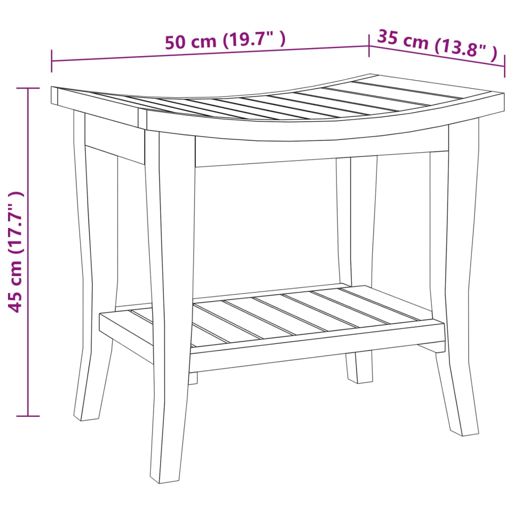 Shower Bench 50x35x45 cm Solid Wood Teak - Newstart Furniture