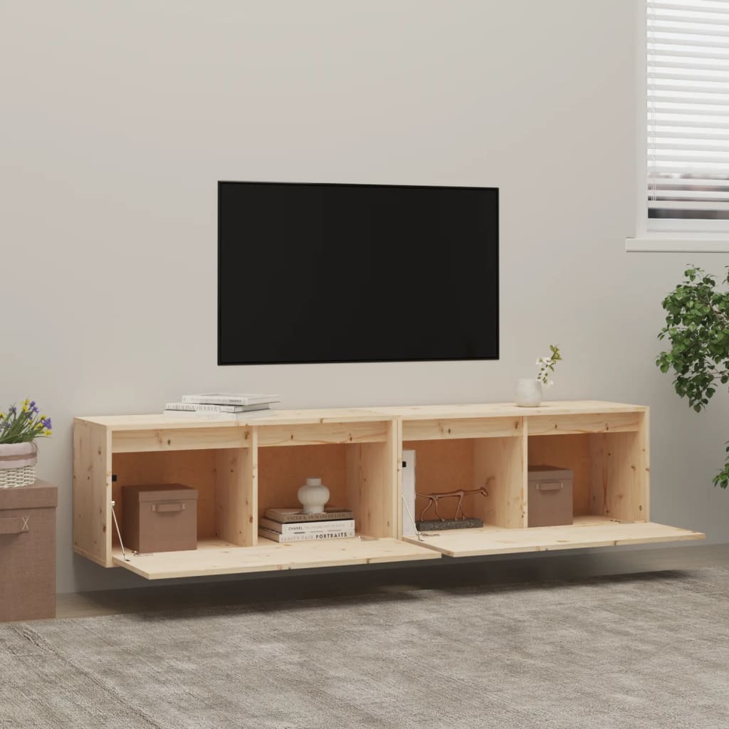 Wall Cabinets 2 pcs 80x30x35 cm Solid Wood Pine - Newstart Furniture