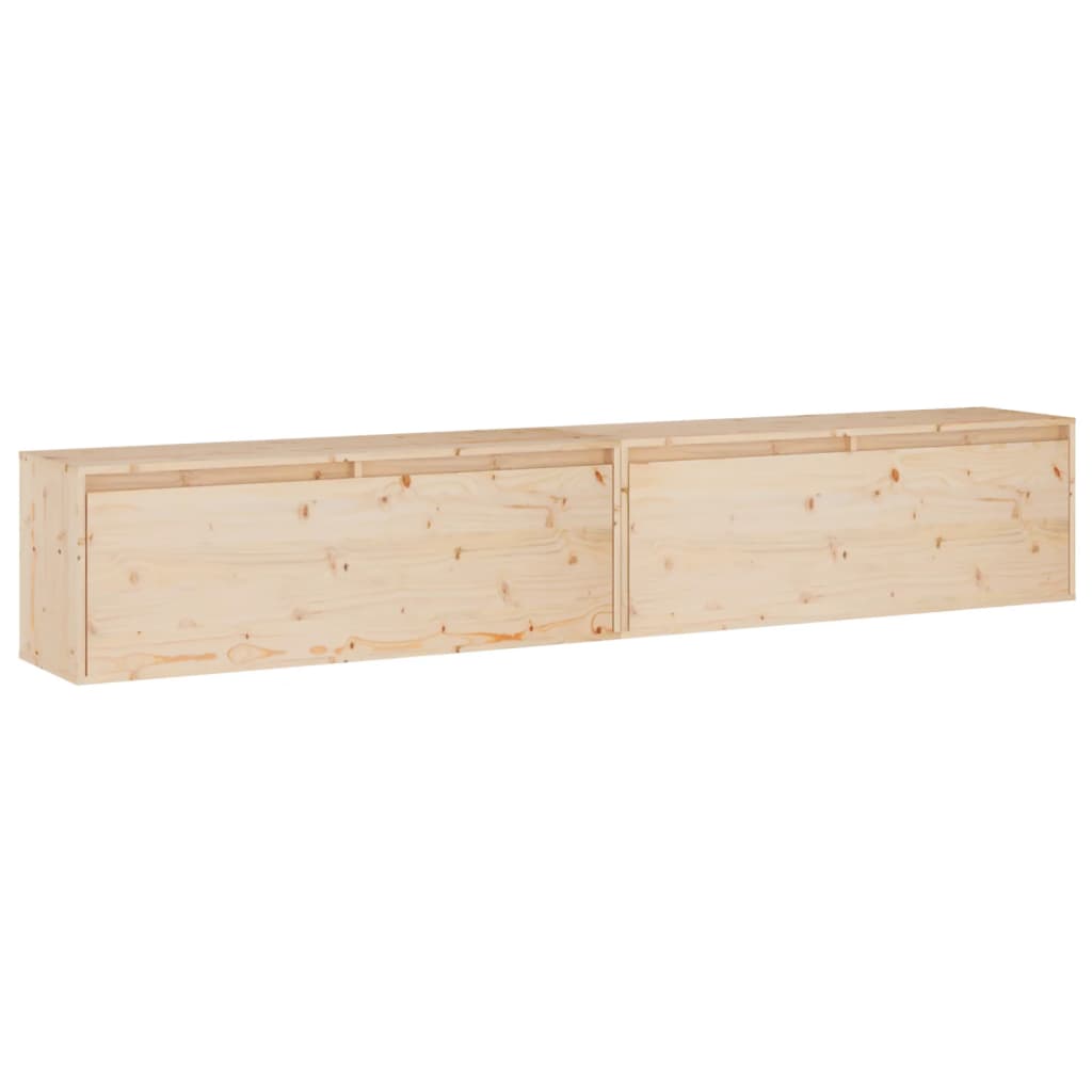 Wall Cabinets 2pcs 100x30x35 cm Solid Wood Pine - Newstart Furniture