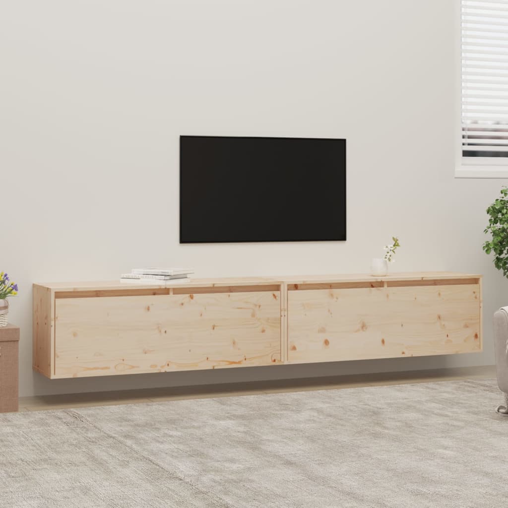 Wall Cabinets 2pcs 100x30x35 cm Solid Wood Pine - Newstart Furniture