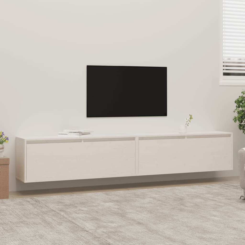 Wall Cabinets 2pcs White 100x30x35 cm Solid Wood Pine - Newstart Furniture