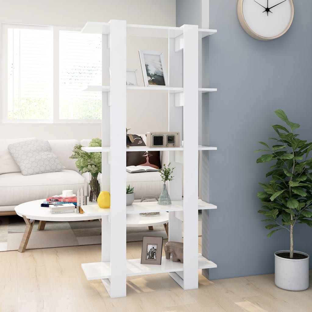 Book Cabinet/Room Divider White 80x30x160 cm Engineered Wood - Newstart Furniture