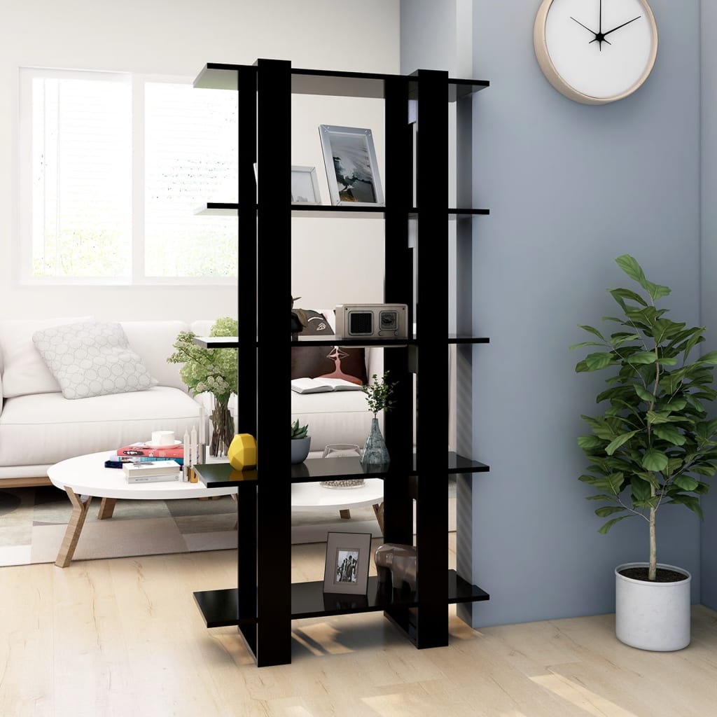 Book Cabinet/Room Divider Black 80x30x160 cm Engineered Wood - Newstart Furniture