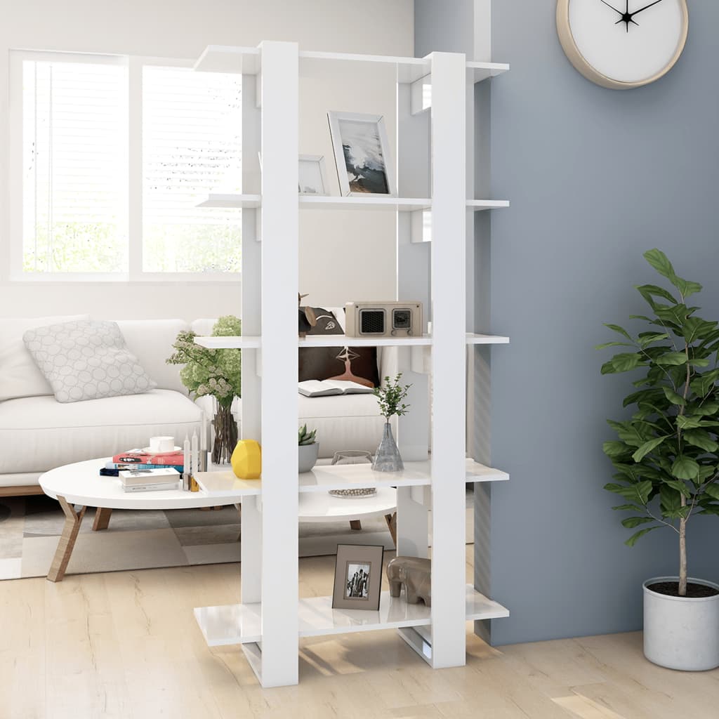 Book Cabinet/Room Divider High Gloss White 80x30x160 cm - Newstart Furniture