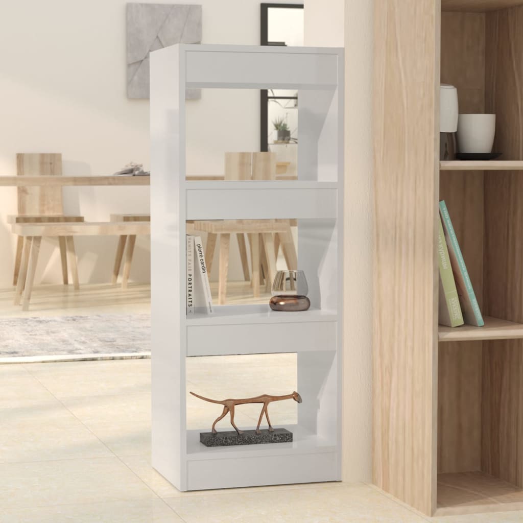 Book Cabinet/Room Divider High Gloss White 40x30x103 cm Engineered Wood - Newstart Furniture