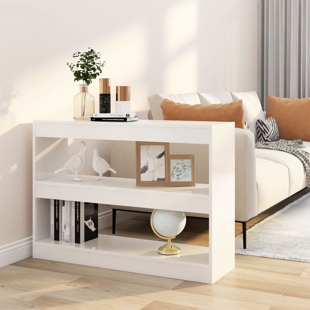 Book Cabinet/Room Divider High Gloss White 100x30x72 cm - Newstart Furniture