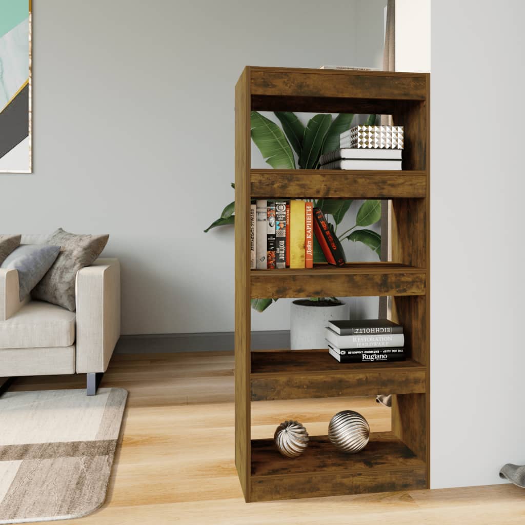 Book Cabinet/Room Divider Smoked Oak 60x30x135 cm Engineered Wood - Newstart Furniture
