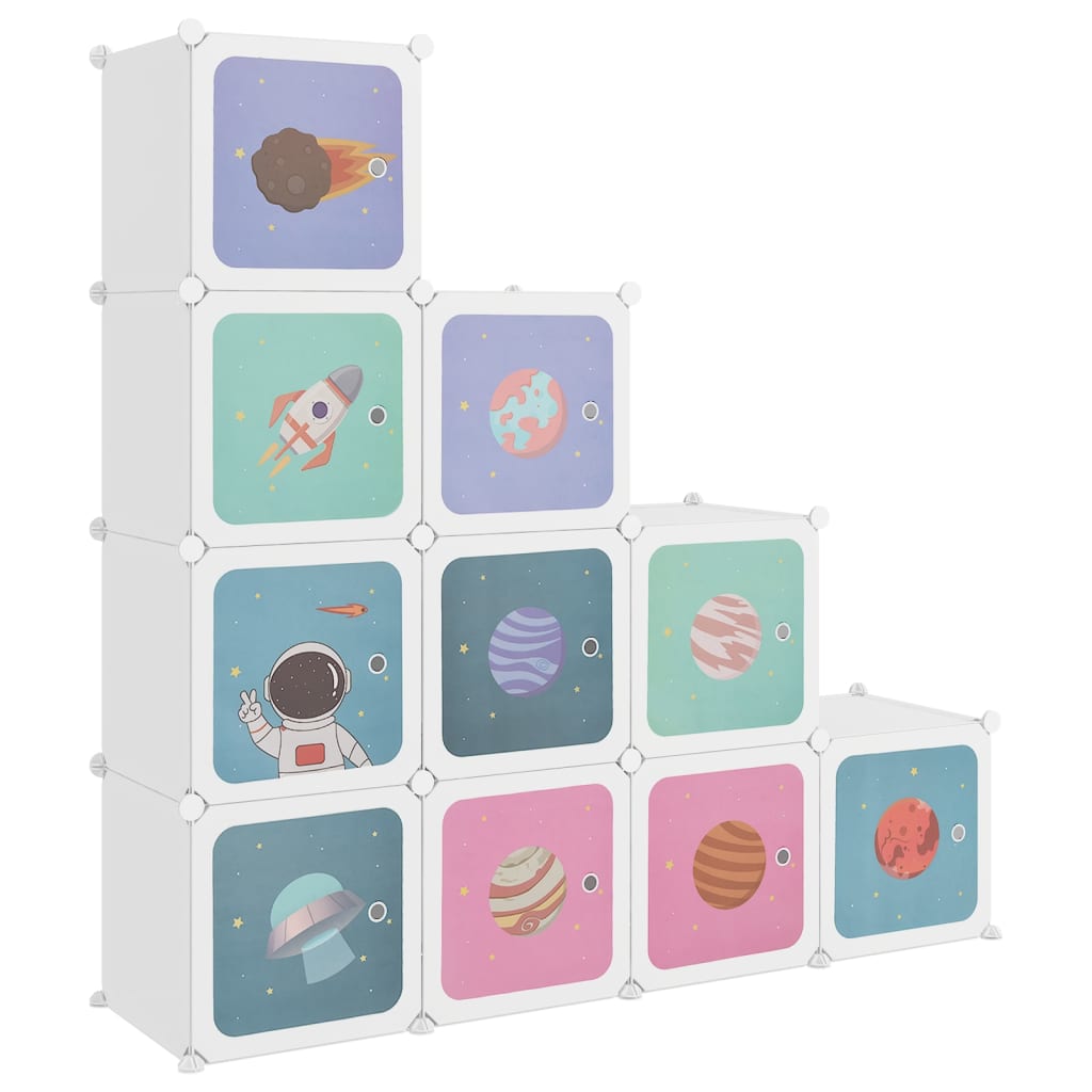 Cube Storage Cabinet for Kids with 10 Cubes White PP - Newstart Furniture