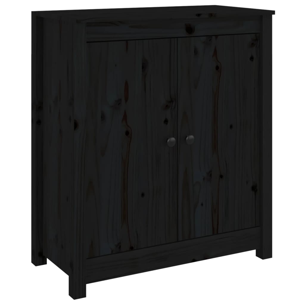 Sideboard Black 70x35x80 cm Solid Wood Pine - Newstart Furniture