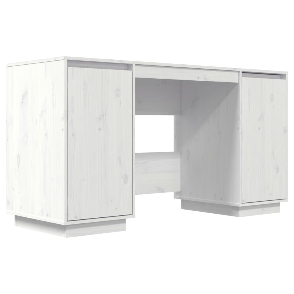 Desk White 140x50x75 cm Solid Wood Pine - Newstart Furniture