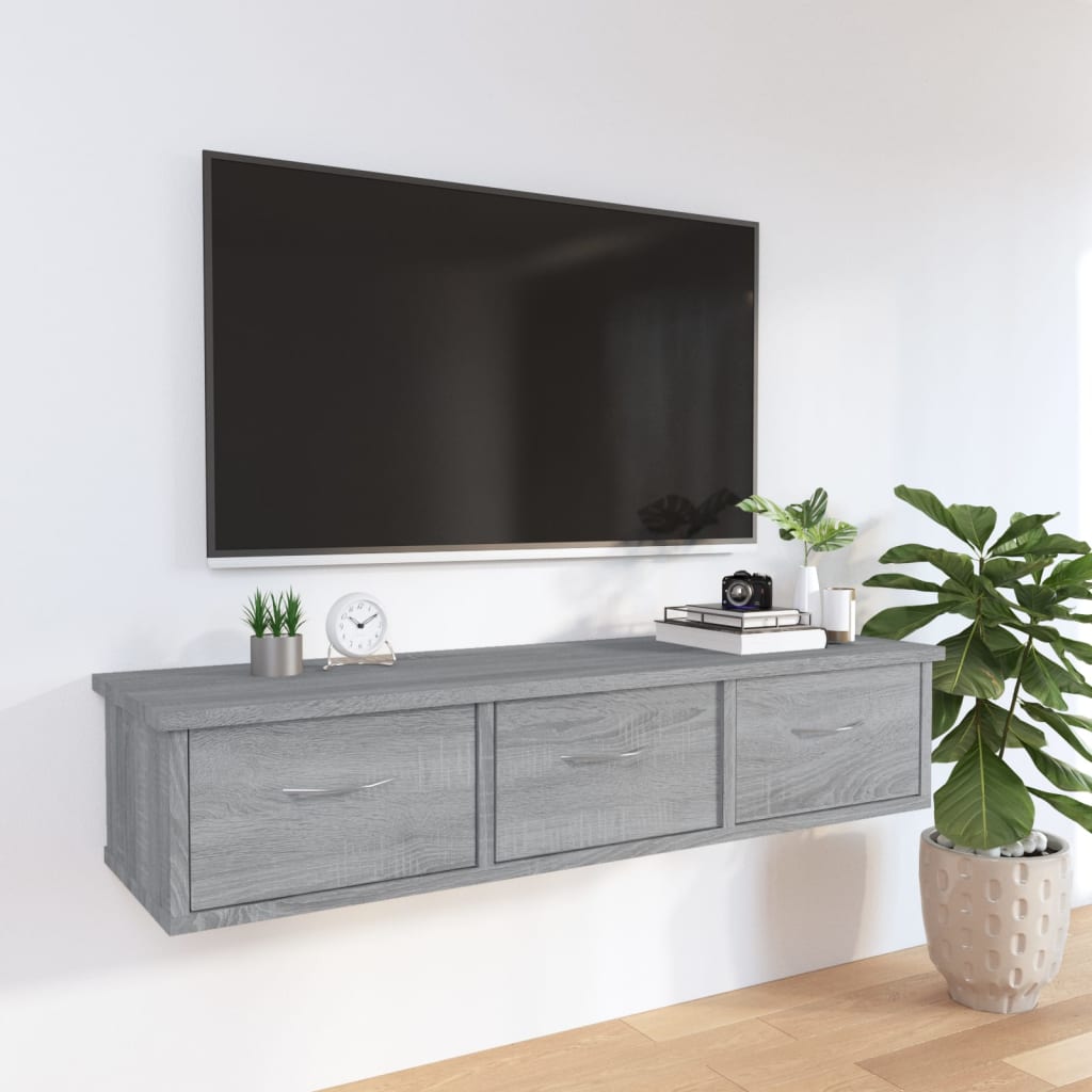 Wall Cabinet Grey Sonoma 88x26x18.5 cm Engineered Wood - Newstart Furniture