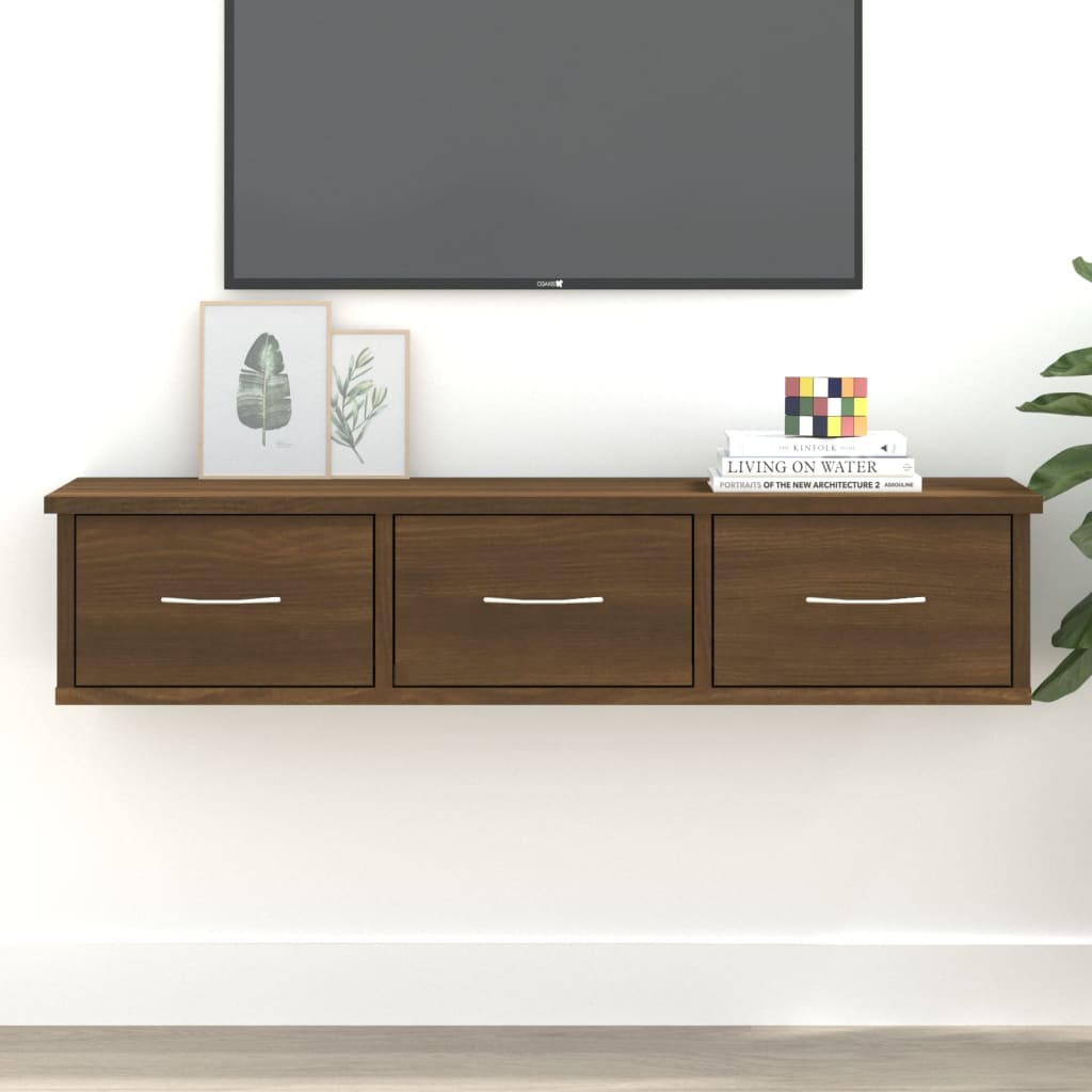 Wall Cabinet Brown Oak 88x26x18.5 cm Engineered Wood - Newstart Furniture