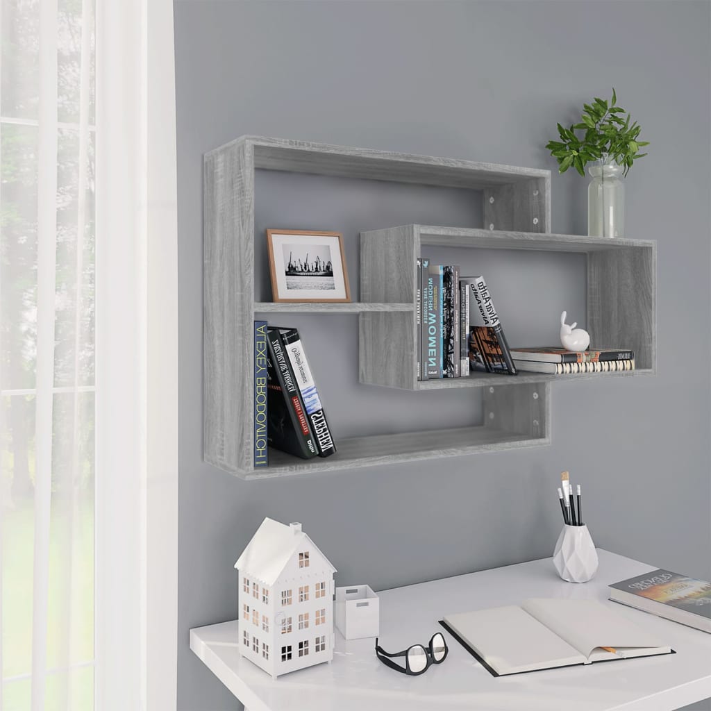 Wall Shelf Grey Sonoma 104x20x58.5 cm Engineered Wood - Newstart Furniture