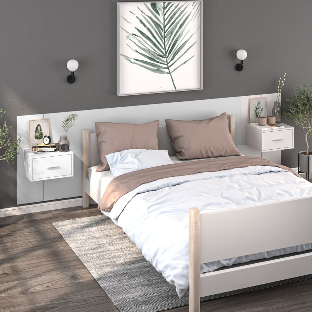 Wall-mounted Bedside Cabinets 2 pcs White - Newstart Furniture