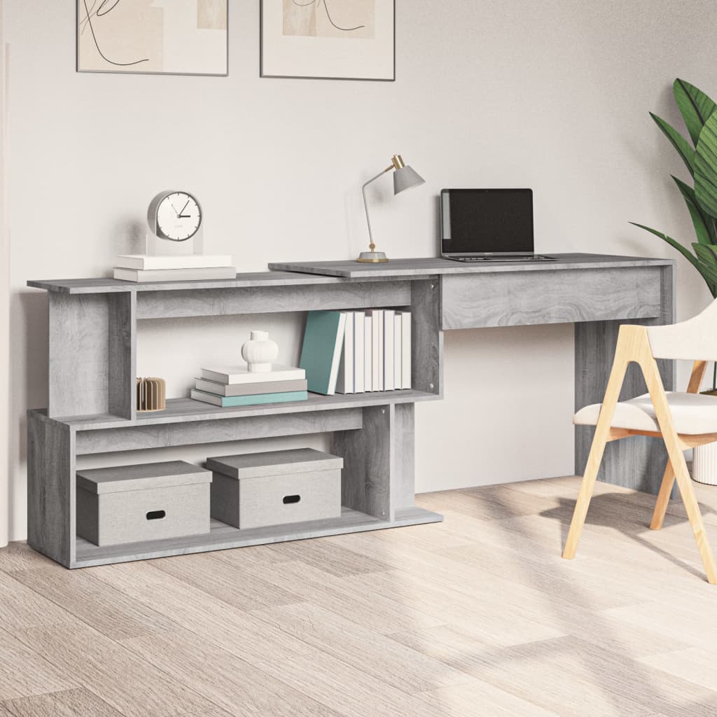 Corner Desk Grey Sonoma 200x50x76 cm Engineered Wood - Newstart Furniture