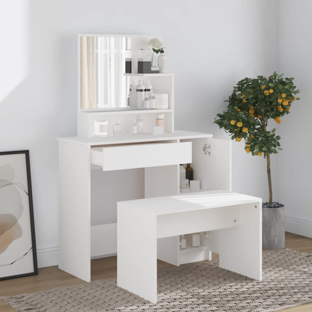 Dressing Table with Mirror White 86.5x35x136 cm - Newstart Furniture