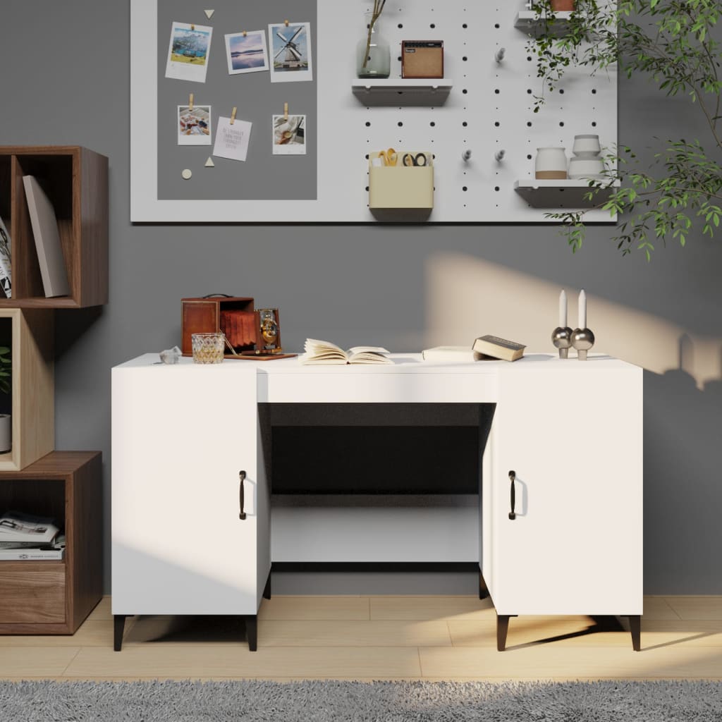 Desk White 140x50x75 cm Engineered Wood - Newstart Furniture