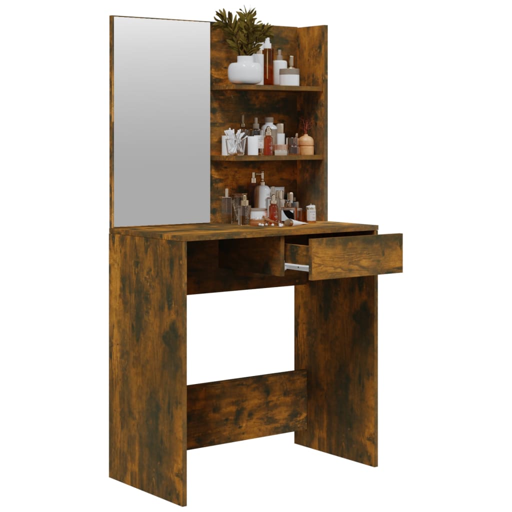 Dressing Table with Mirror Smoked Oak 74.5x40x141 cm - Newstart Furniture