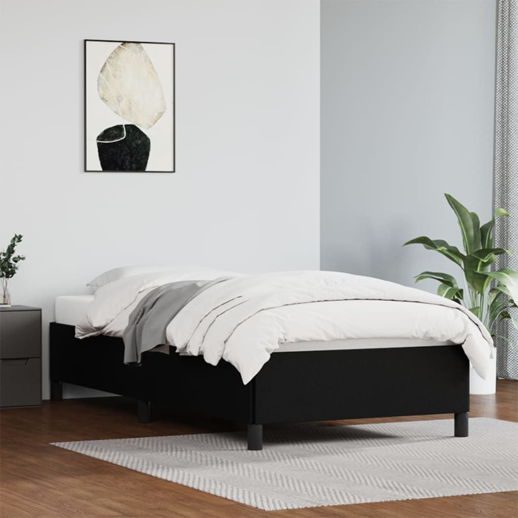 Bed Frame Black 107x203 cm King Single Faux Leather - Newstart Furniture
