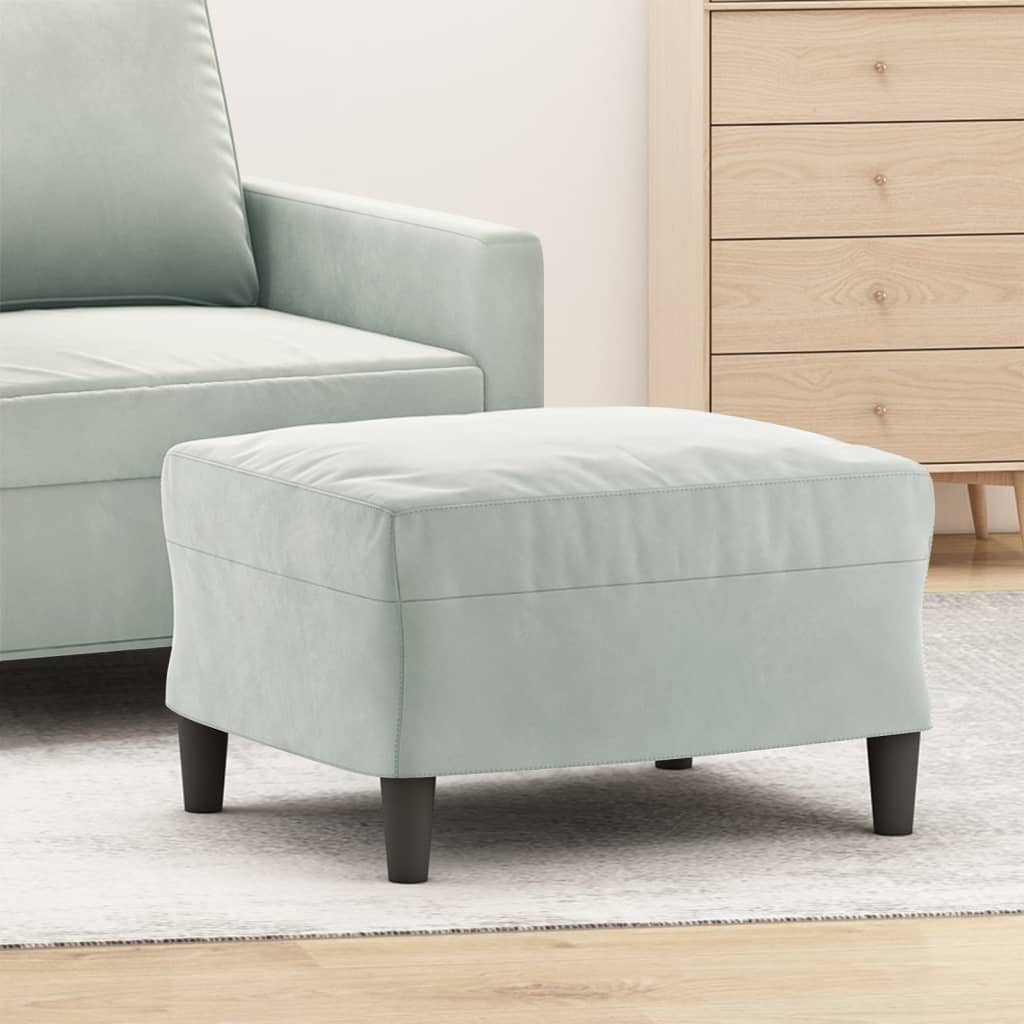 Footstool Light Grey 60x50x41 cm Velvet - Newstart Furniture