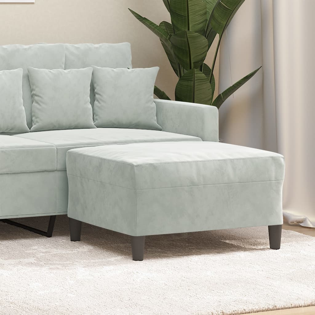Footstool Light Grey 70x55x41 cm Velvet - Newstart Furniture