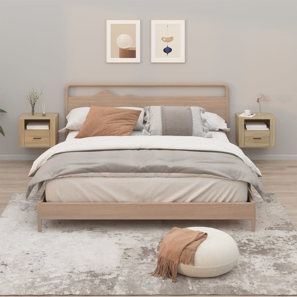 Wall-mounted Bedside Cabinets 2 pcs Sonoma Oak 50x36x40 cm - Newstart Furniture