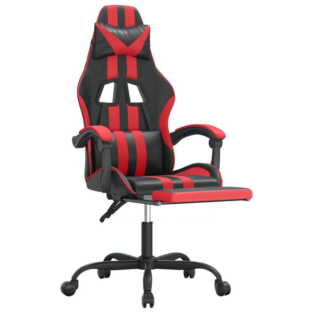 Gaming Chair with Footrest Black and Red Faux Leather - Newstart Furniture