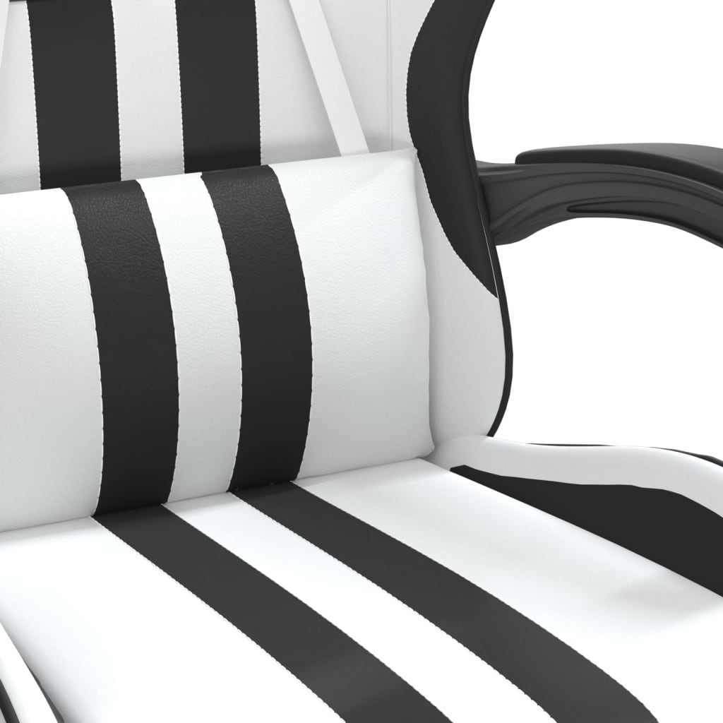 Gaming Chair with Footrest White and Black Faux Leather - Newstart Furniture