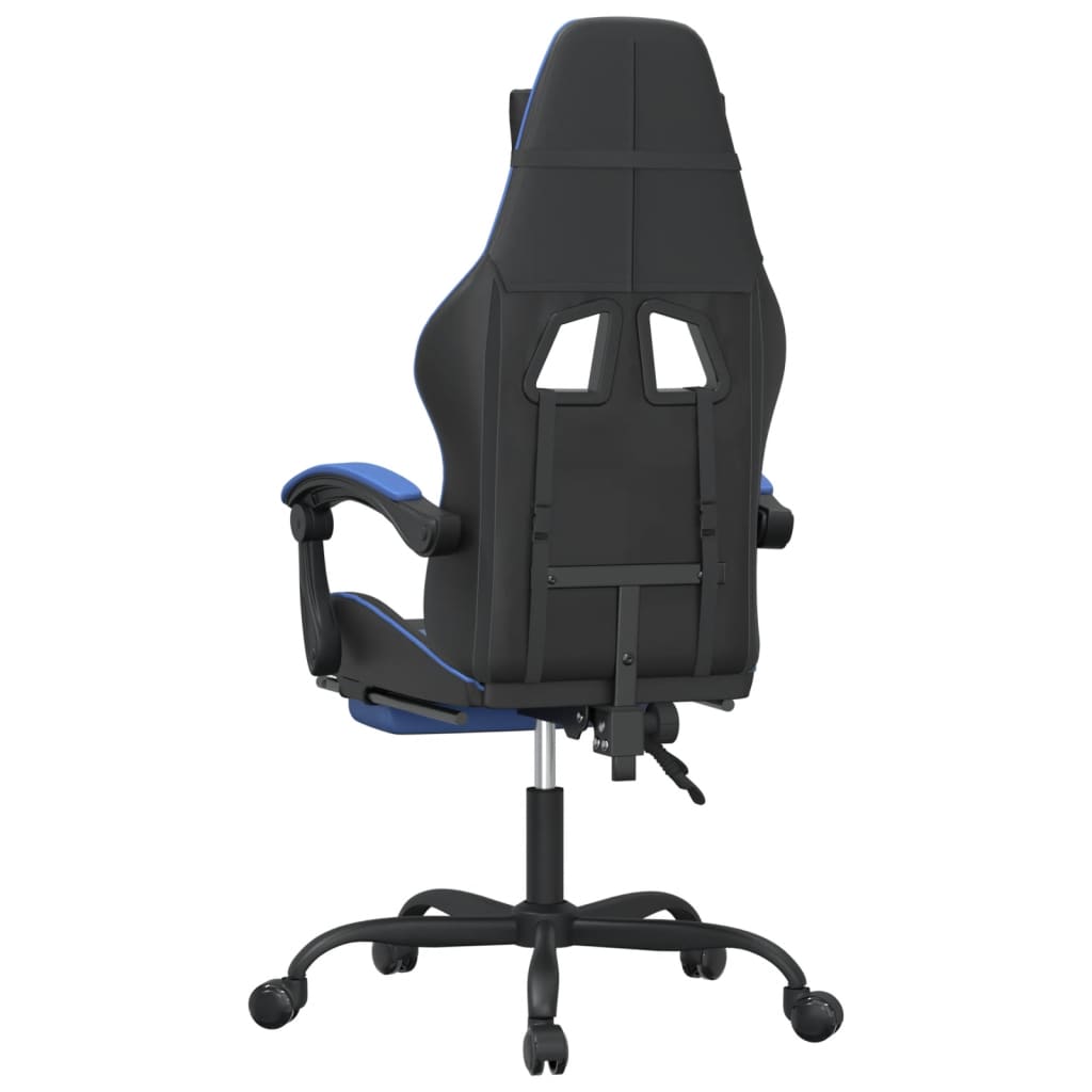 Gaming Chair with Footrest Black and Blue Faux Leather - Newstart Furniture