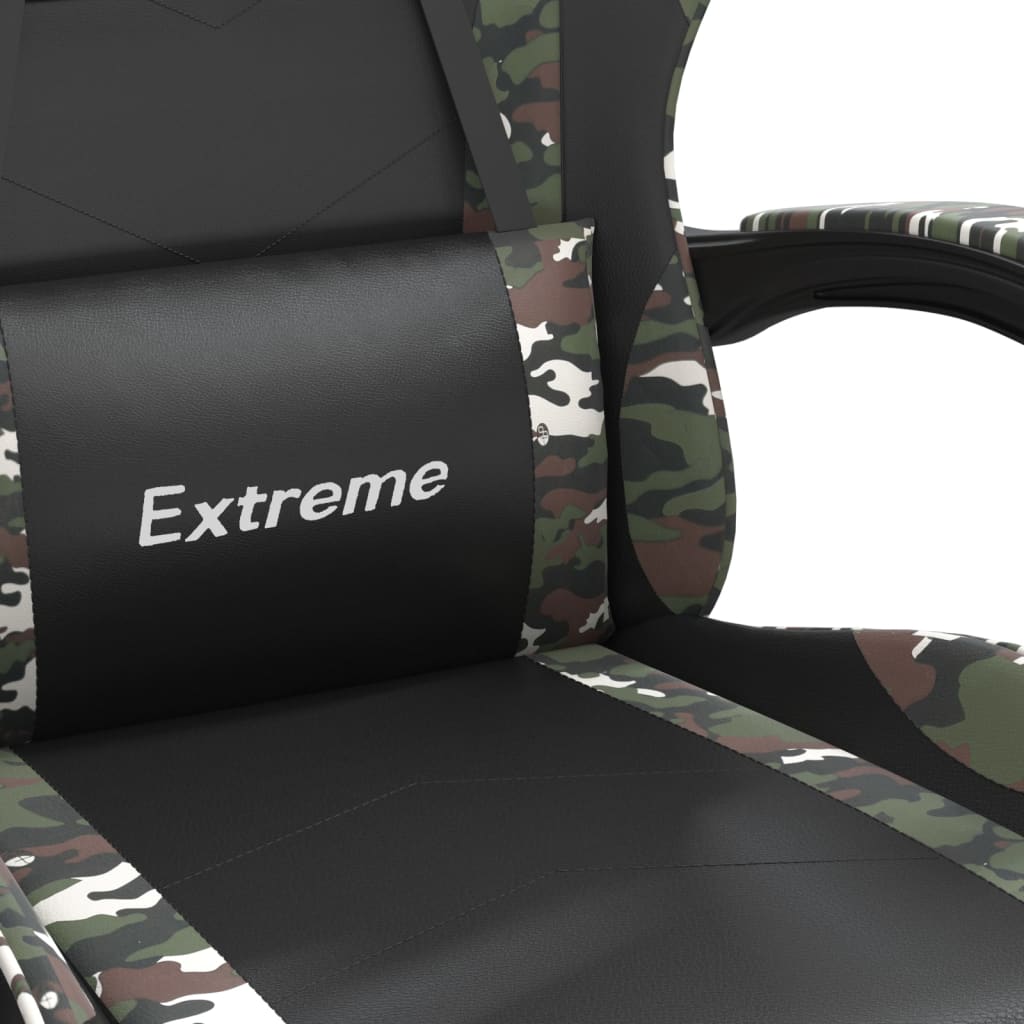 Gaming Chair with Footrest Black and Camouflage Faux Leather - Newstart Furniture