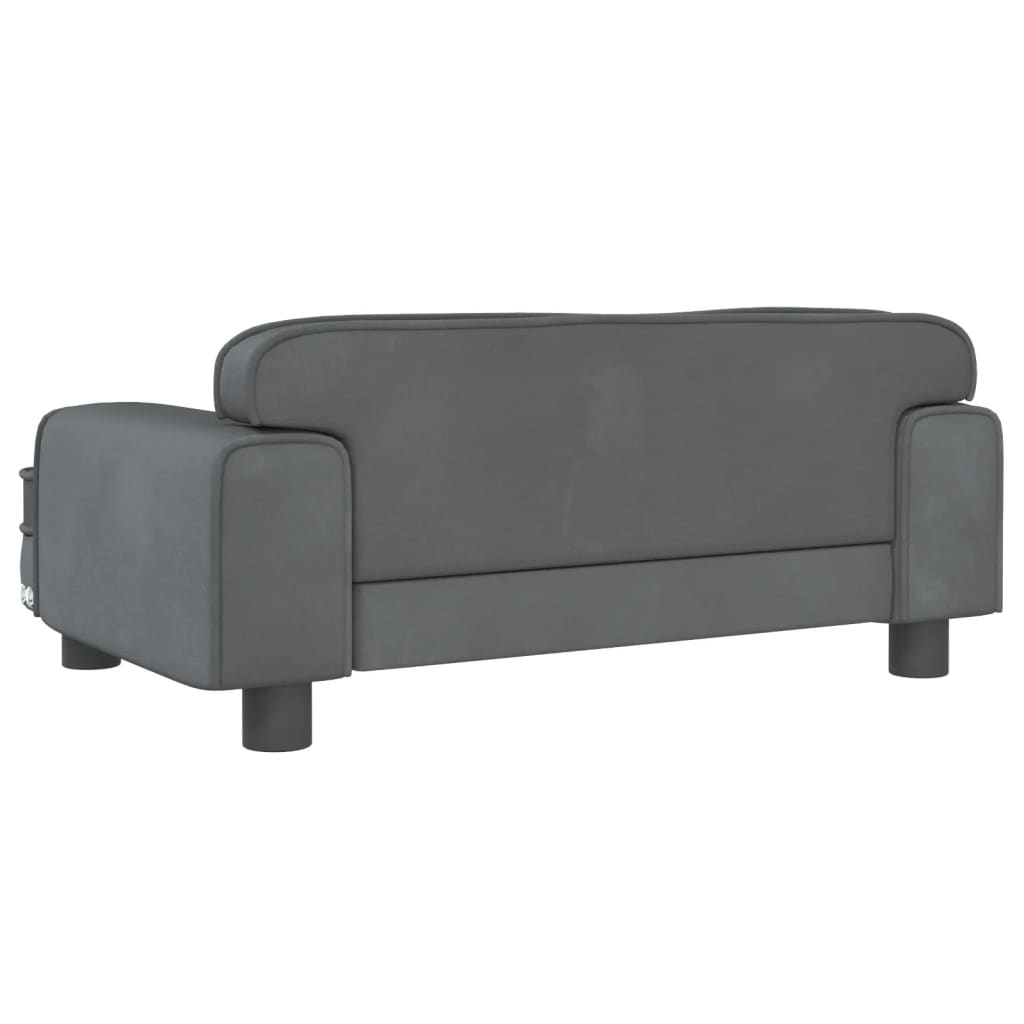 Kids Sofa Dark Grey 70x45x30 cm Velvet - Newstart Furniture