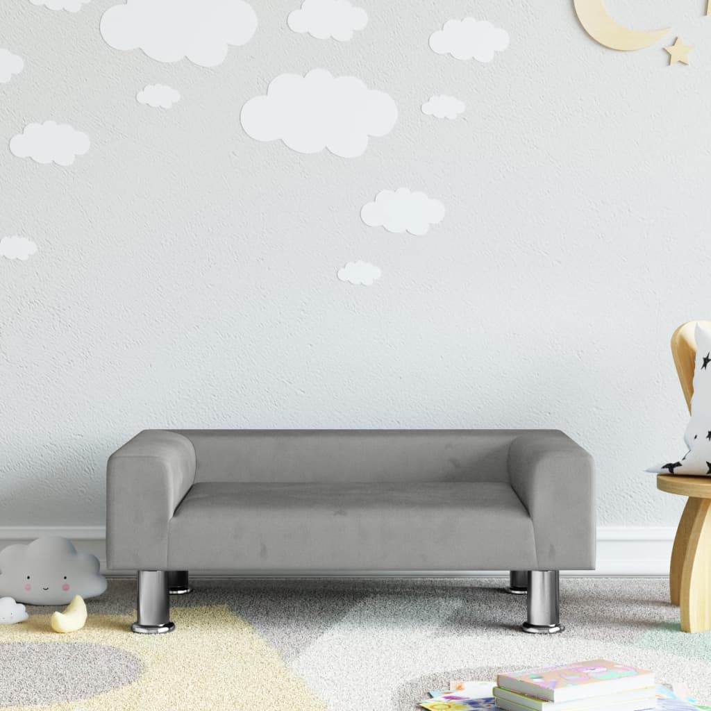 Kids Sofa Light Grey 70x45x26.5 cm Velvet - Newstart Furniture