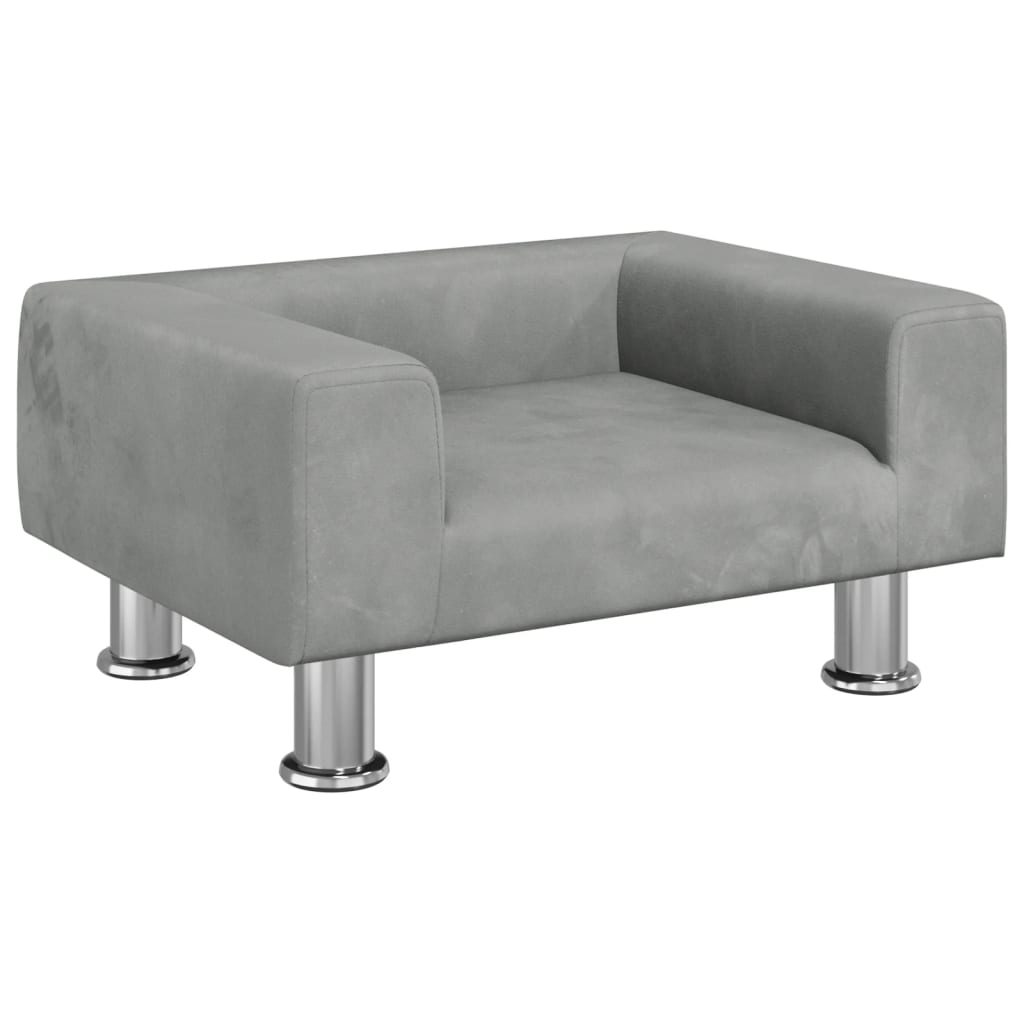 Kids Sofa Light Grey 50x40x26.5 cm Velvet - Newstart Furniture