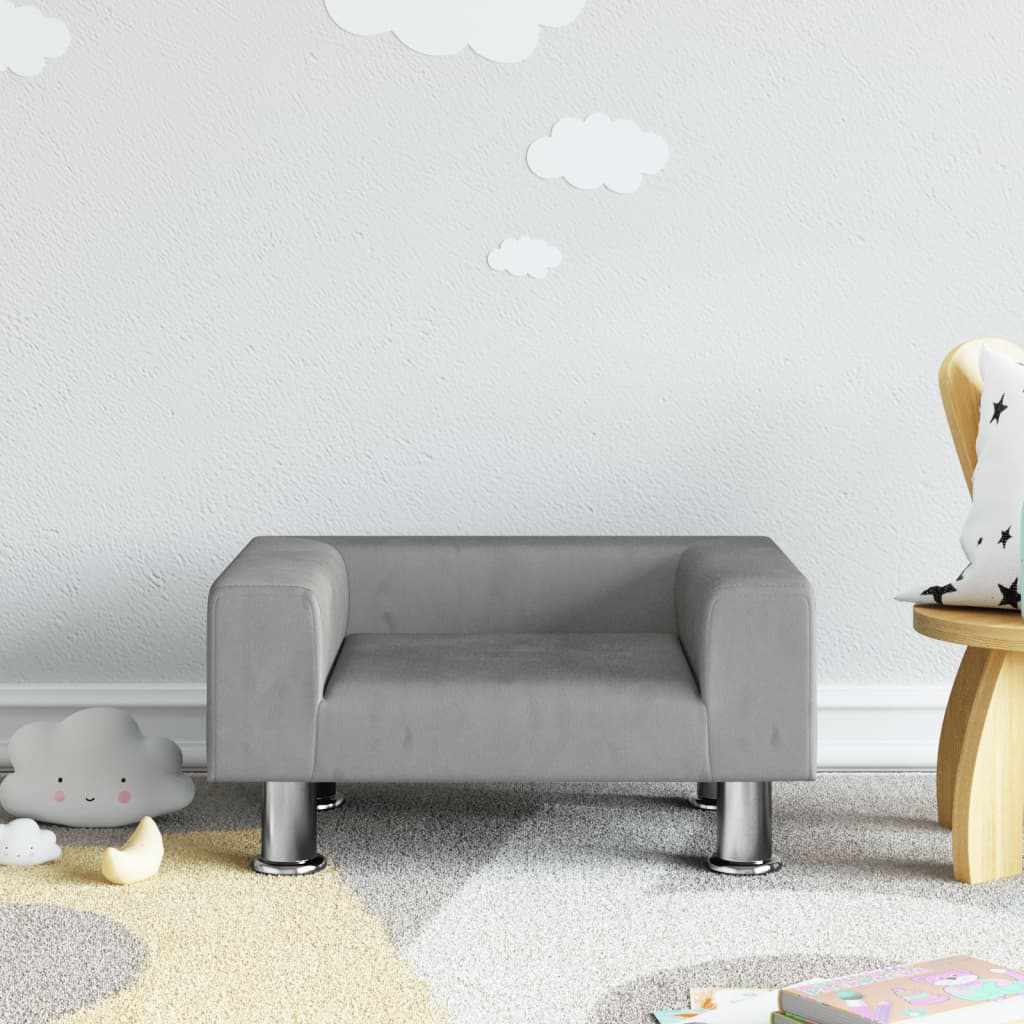 Kids Sofa Light Grey 50x40x26.5 cm Velvet - Newstart Furniture