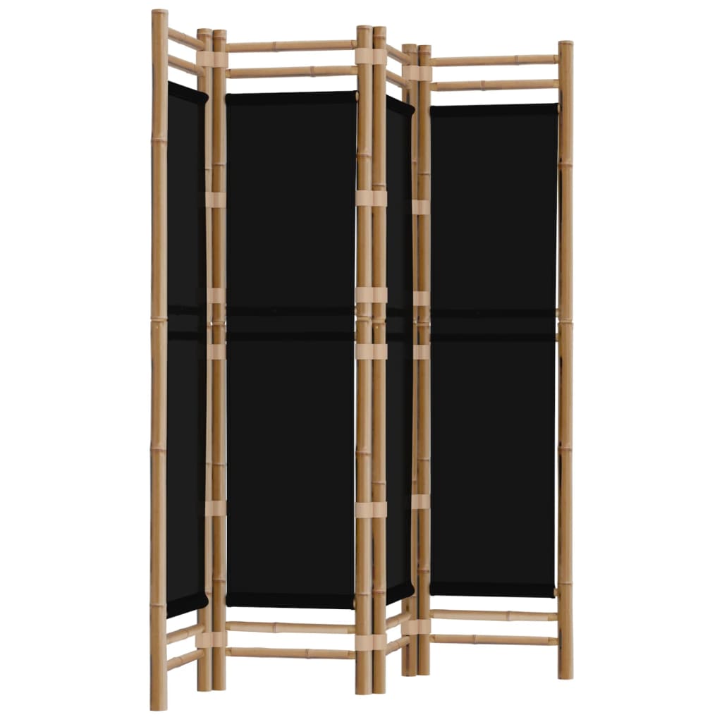 Folding 4-Panel Room Divider 160 cm Bamboo and Canvas - Newstart Furniture