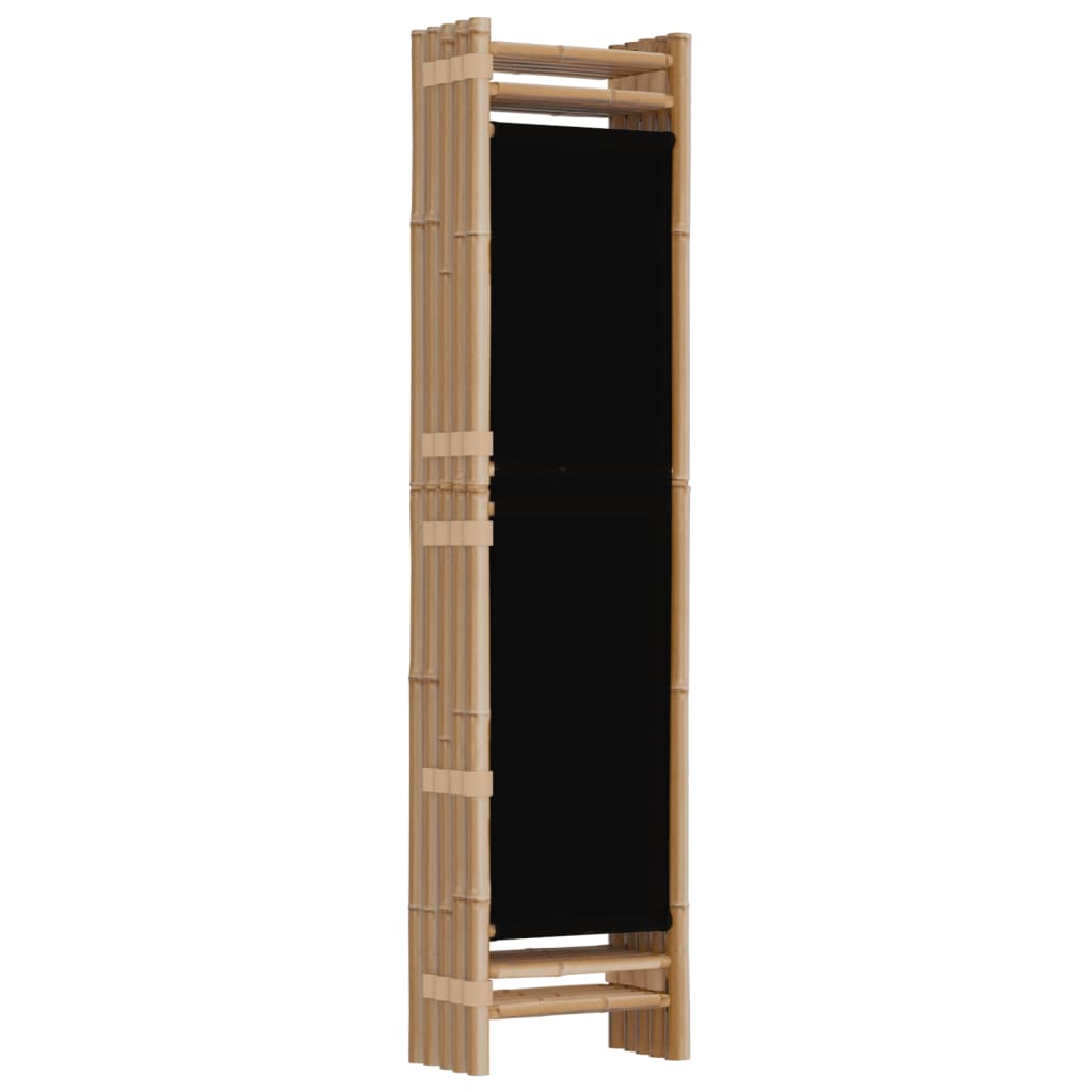 Folding 5-Panel Room Divider 200 cm Bamboo and Canvas - Newstart Furniture