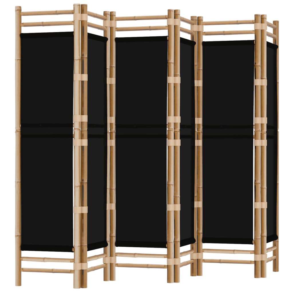 Folding 6-Panel Room Divider 240 cm Bamboo and Canvas - Newstart Furniture