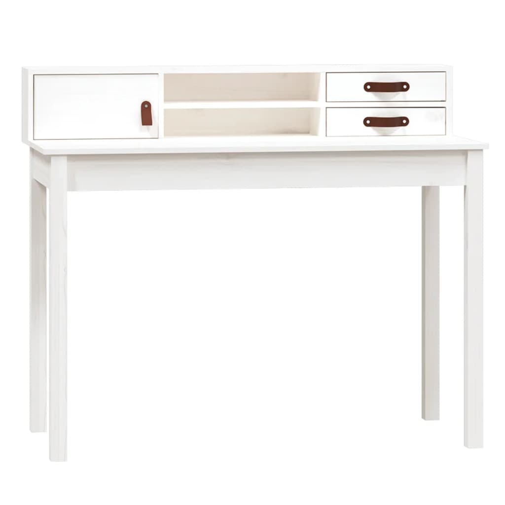 Desk White 110x50x93 cm Solid Wood Pine - Newstart Furniture