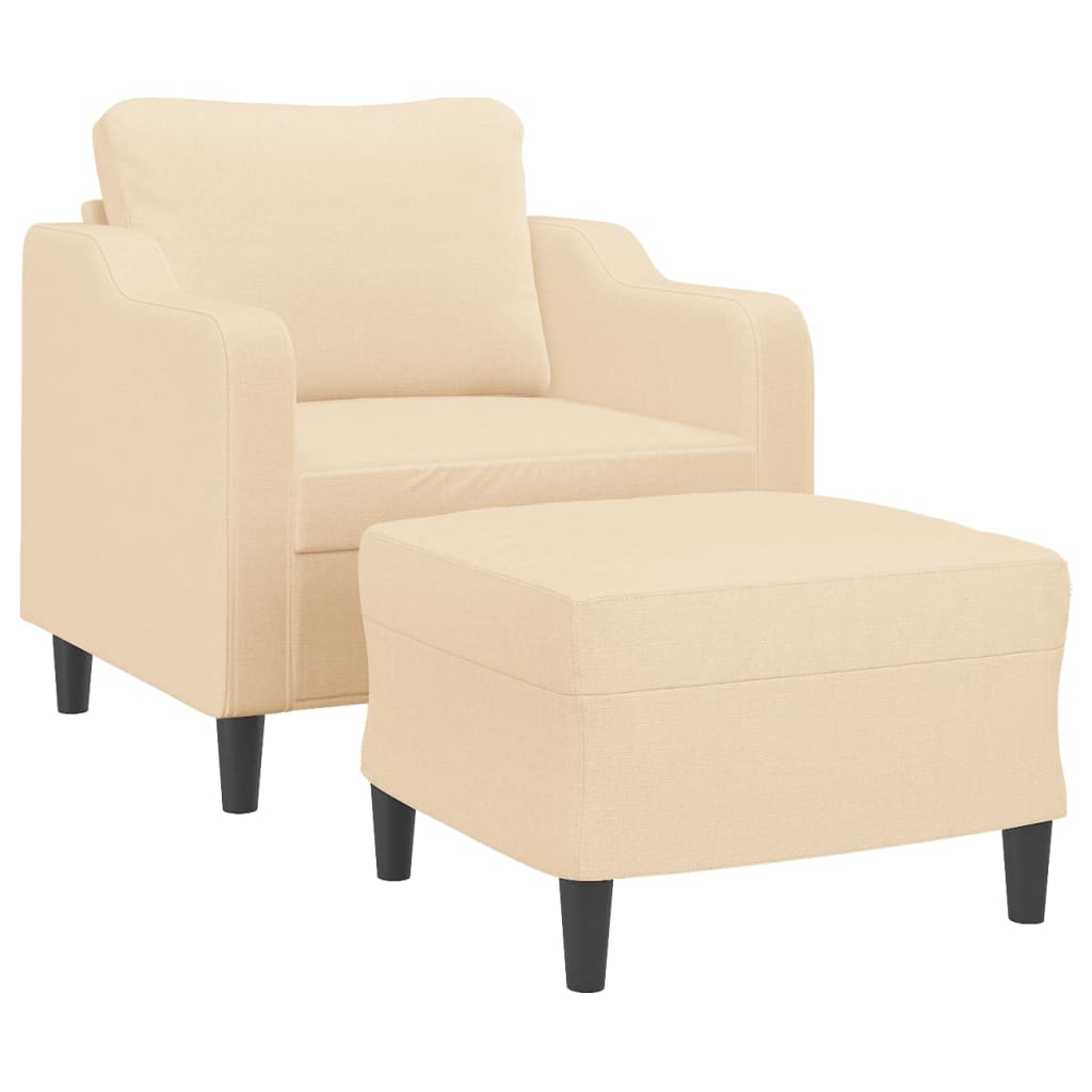 Sofa Chair with Footstool Cream 60 cm Fabric - Newstart Furniture