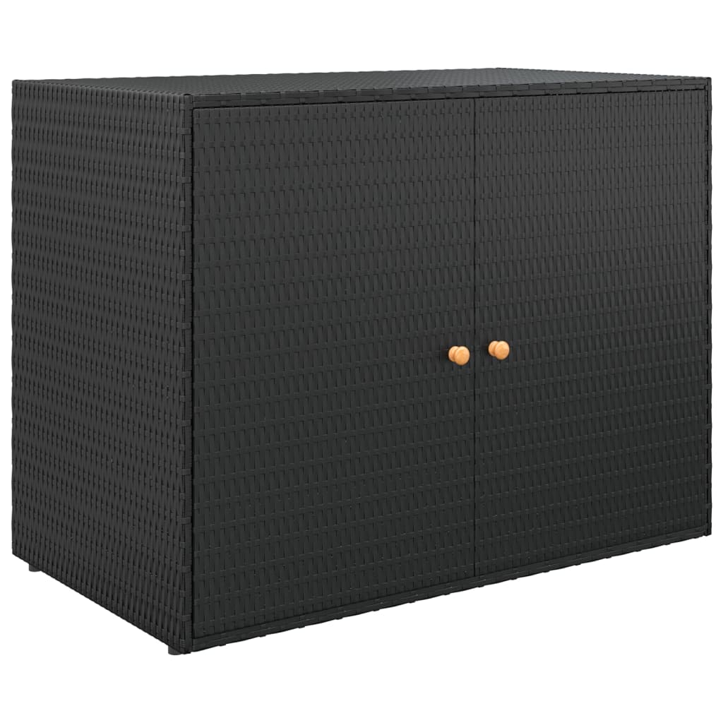 Garden Storage Cabinet Black 100x55.5x80 cm Poly Rattan - Newstart Furniture