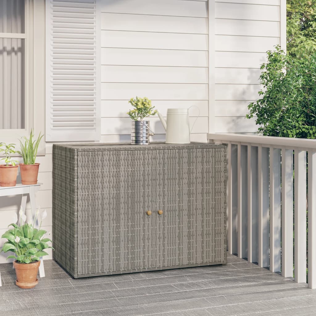 Garden Storage Cabinet Grey 100x55.5x80 cm Poly Rattan - Newstart Furniture