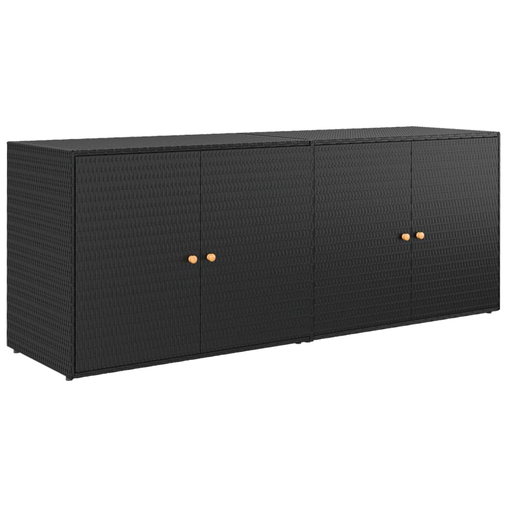 Garden Storage Cabinet Black 198x55.5x80 cm Poly Rattan - Newstart Furniture
