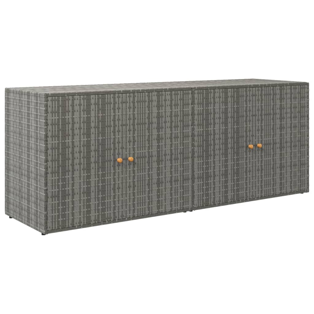 Garden Storage Cabinet Grey 198x55.5x80 cm Poly Rattan - Newstart Furniture