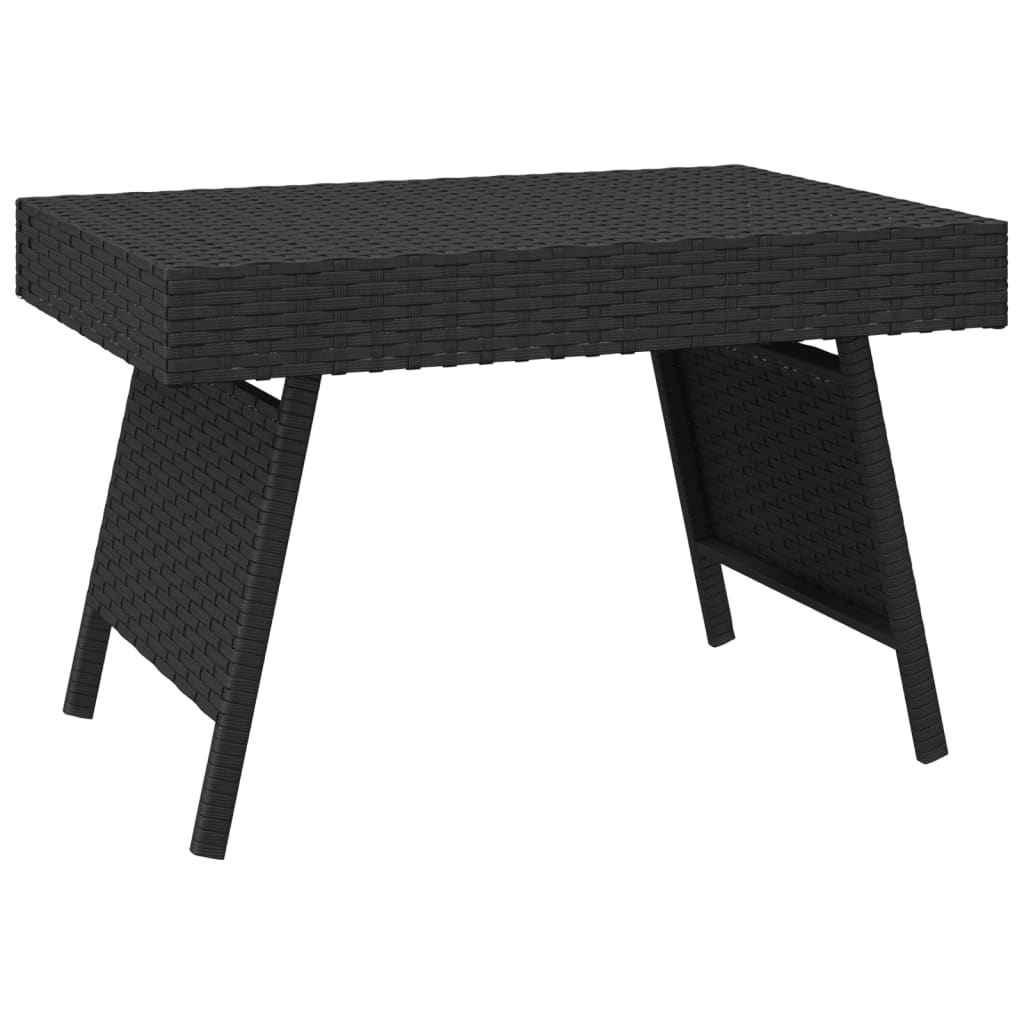 Foldable Side Table Black 60x40x38 cm Poly Rattan - Newstart Furniture