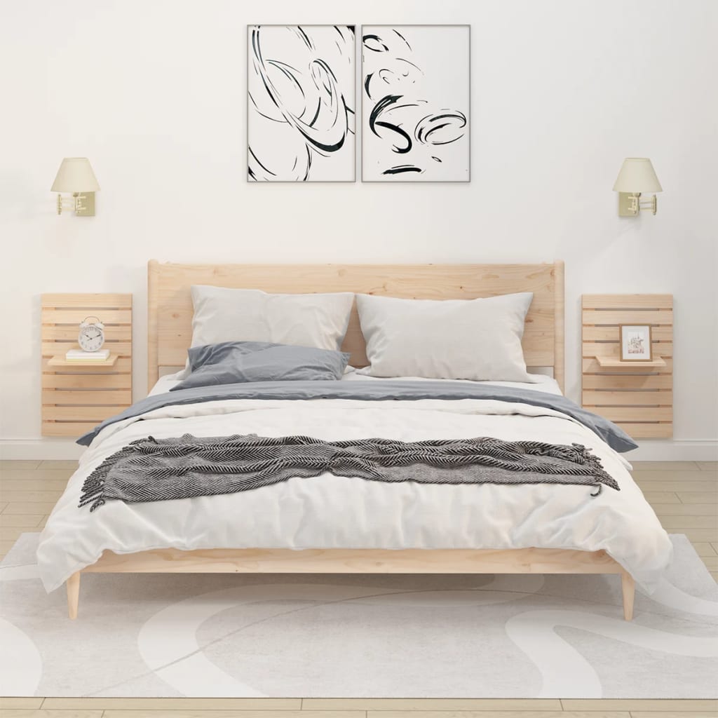 Wall-mounted Bedside Shelves 2 pcs Solid Wood Pine - Newstart Furniture