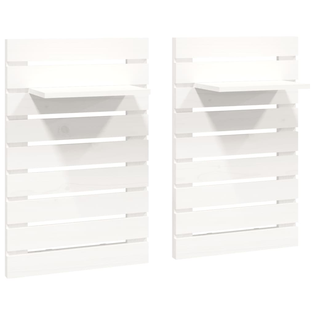 Wall-mounted Bedside Shelves 2 pcs White Solid Wood Pine - Newstart Furniture