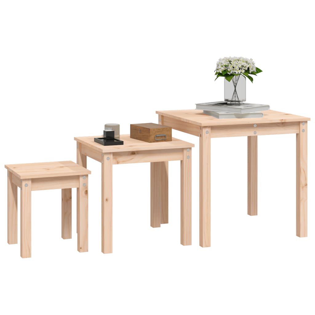 Nesting Tables 3 pcs Solid Wood Pine - Newstart Furniture