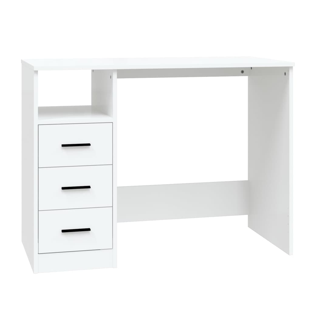 Desk with Drawers White 102x50x76 cm Engineered Wood - Newstart Furniture